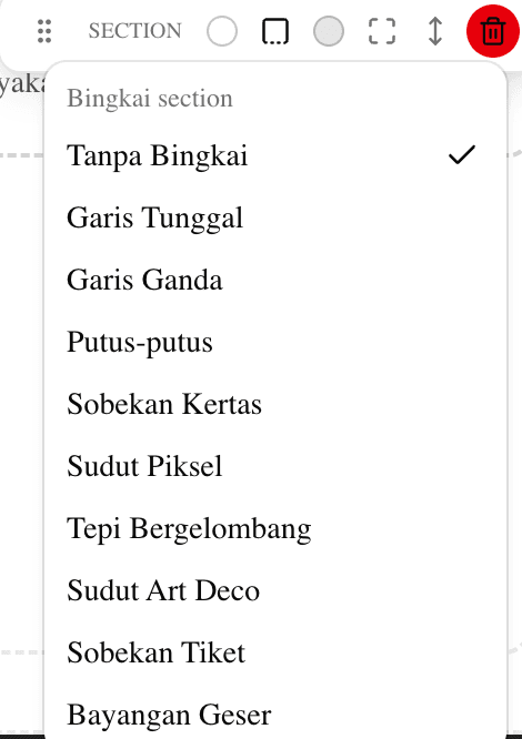 10 gaya bingkai section